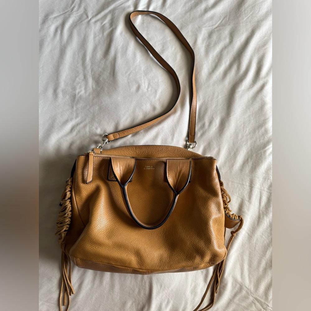Vince Camuto pebbled leather tan purse